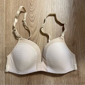 Lively All Day Deep-V No-Wire Razorback Toasted Almond Nude Bra in Size 32B
